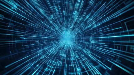 Exploring digital energy quantum data flow virtual space abstract visualization high-tech environment dynamic perspective