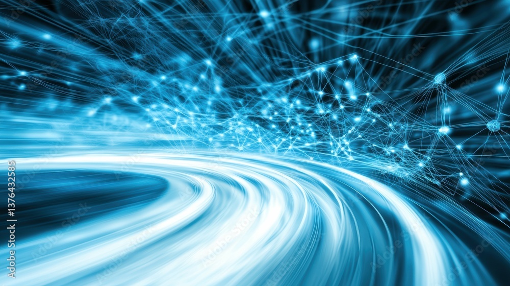 Poster dynamic data visualization digital space abstract image futuristic environment high-angle view conne