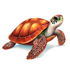 Red Sea Turtle with ocean wildlife.