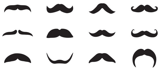 set of mustaches. Collection of black moustache. Black moustaches set. Mustache silhouettes