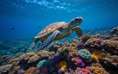 Fototapeta premium A stunning underwater shot of a sea turtle