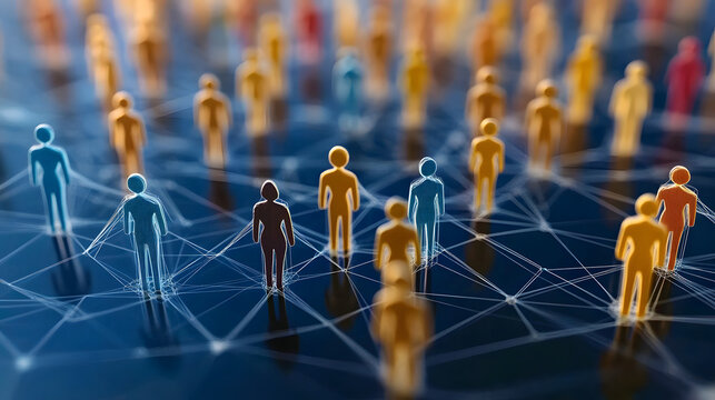 professional social network concept connected human figures representing business relationships and networking