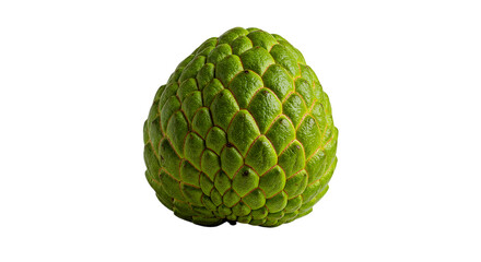 Fototapeta premium Close up of a green custard apple fruit with a textured surface against a black background