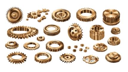 Different gears on transparent background