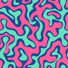 Doodle seamless pattern green blue pink color scheme camouflage modern simple art illustration minimal striped funky texture.