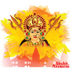 Happy durga puja celebration greeting card with vector illustration