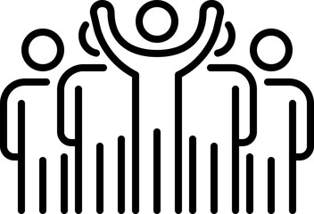 People Team Business Work Group Line Icon, victory, win, Success, Raise your hand