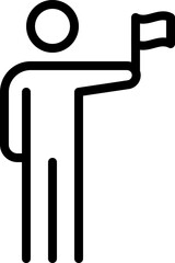 People  Business  Line Icon, holding a flag