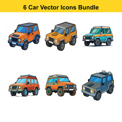 Naklejka premium Modern Urban Adventure SUV – Playful Red Car Illustration Bundle