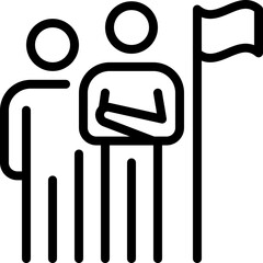 People Team Business Work Group Line Icon, Standing with arms crossed, flag