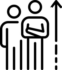 People Team Business Work Group Line Icon, Down arrow