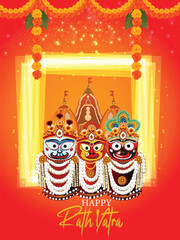 Shree jagannath rath yatra illustration banner