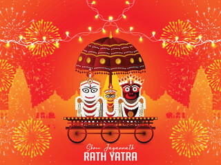 Happy rath yatra jagannath puri festival illustration
