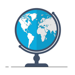 Earth globe with stand isolated