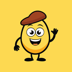 Smiling Yellow Egg Cartoon Character Brown Scott Vector Design