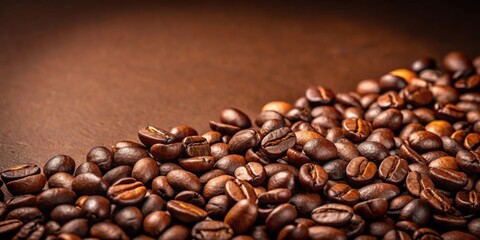 Obraz premium Roasted Coffee Beans Close-Up A Rich, Aromatic Pile on a Dark Brown Background