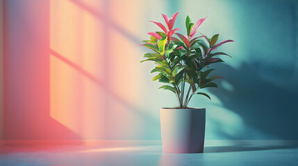 A citronella plant placed in a minimalist indoor corner with soft pastel lighting to symbolize natural mosquito repellence