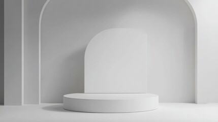 Fototapeta premium Empty podium or pedestal display on white background with box stand concept. Blank product shelf standing backdrop. 3D rendering.