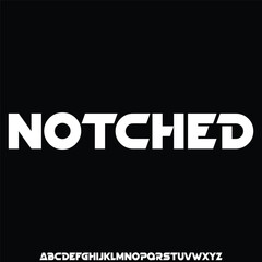 Fototapeta premium Modern futuristic notched alphabet display font vector. Wide technology typeface