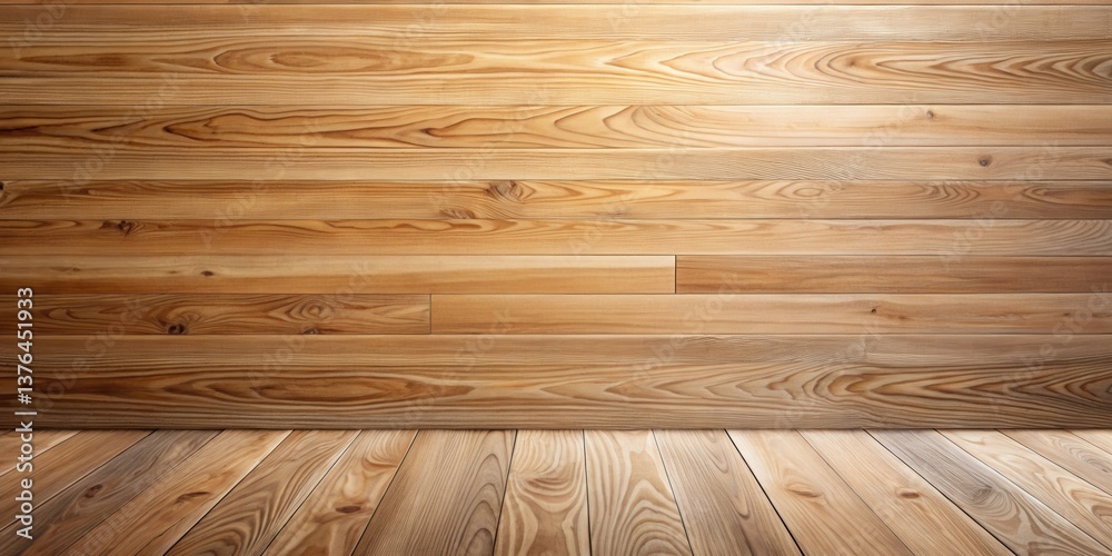 Poster warm wood grain texture a seamless background of horizontal planks and a matching floor