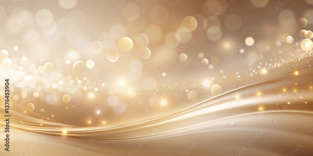 Aufkleber Abstract Golden Waves with Sparkling Lights and Bokeh Effects, Ideal for Elegant Presentations or Festive Designs