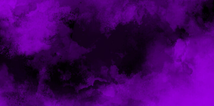 Abstract black and purple fantasy watercolor background. grunge seamless realistic old blank purple art. Deep purple cloud texture. ethereal purple smoke atmosphere texture. 