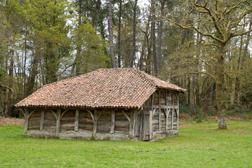 Ferme, étable Landaise, Eco musée de Marquéze, Parc naturel des Landes de Gascogne, 40, Landes, France