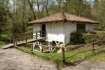 Ferme Landaise, le moulin, Eco mus&eacute;e de Marqu&eacute;ze, Parc naturel des Landes de Gascogne, 40, Landes, France