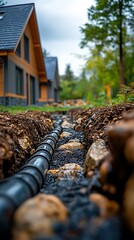 Naklejka premium Underground Water Pipe Systems Installed Beneath a Modern Home