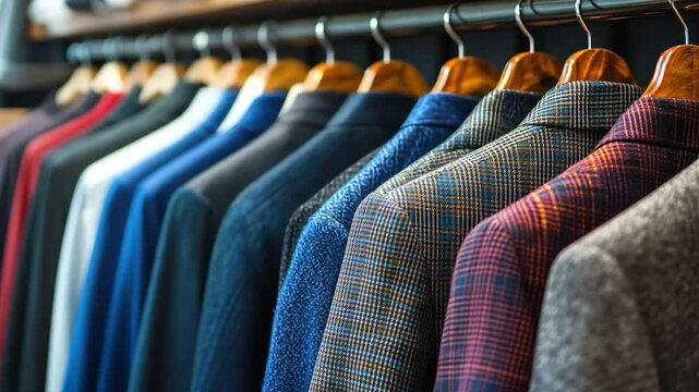 Elegant Men's Jackets on Display in a Boutique