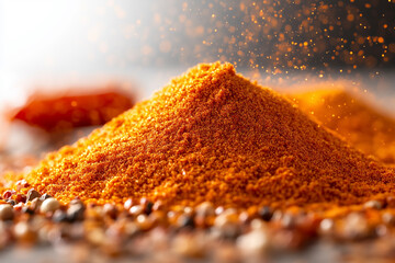 Creative close-up image of textured tomato powder against a white background for professional use.