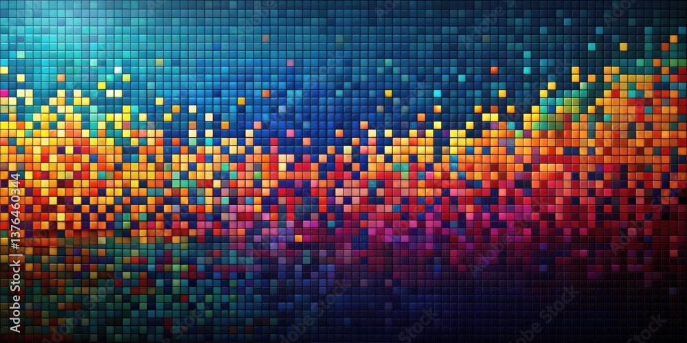 Aufkleber Abstract Colorful Mosaic Pixel Art Wall Texture A Vibrant Digital Background for Design Projects