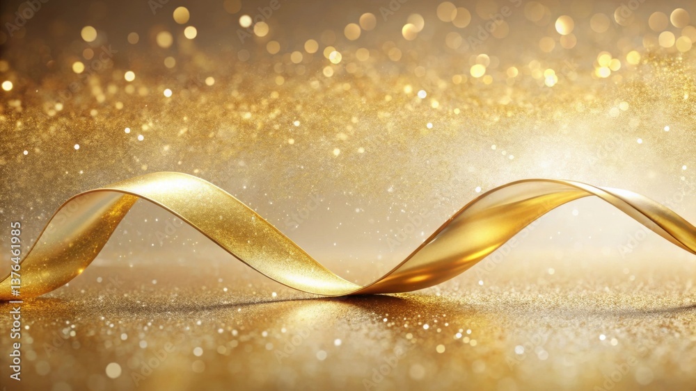 Poster golden ribbon arc on sparkling surface a luxurious background image