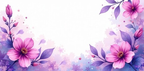 Purple floral watercolor background for memorial service , invitation, serene