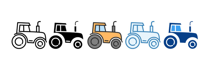 Tractor  Icon Set Multiple Style Collection