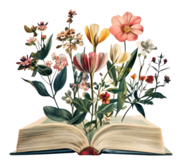 PNG Flower Collage book flowers illustration pattern.