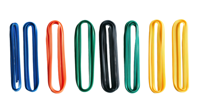 Resistance bands workout routine for strength training at home fitness indoor close-up view health concept