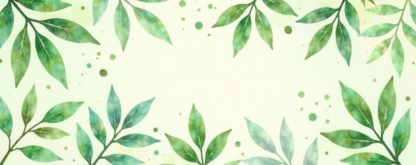 Subtle watercolor leaf pattern, ivory & sage green hues, plant, subtle