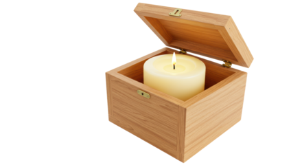 Isolated Wooden box, candles