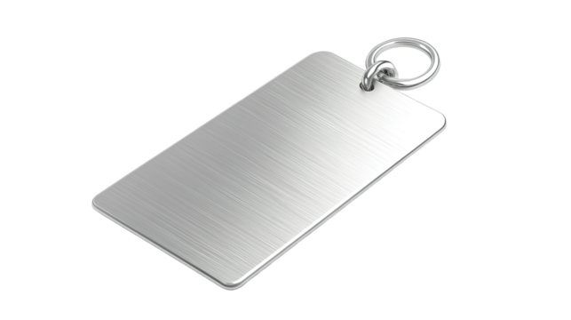 Sleek metallic luggage tag modern design travel accessories minimalist aesthetic close-up view practicality defined