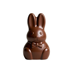 Obraz premium A chocolate easter bunny with a bow tie sitting upright on a black background in a studio setting