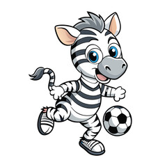 Naklejka premium A zebra is playing football