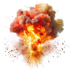 Massive Explosion with Flames and Smoke Isolated on Transparent Background
