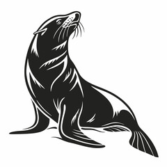 seal black silhouette icon vector