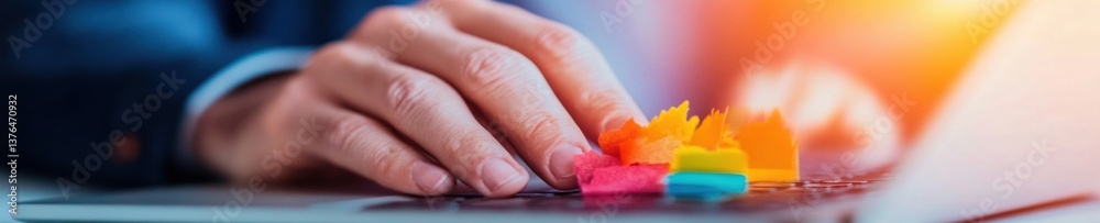 Aufkleber neurodiversity at work tactile learning and sensory engagement with colorful puzzle pieces - innovat