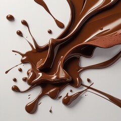 Dynamic Chocolate Splash Motion on White Background - Rich Liquid Food Art