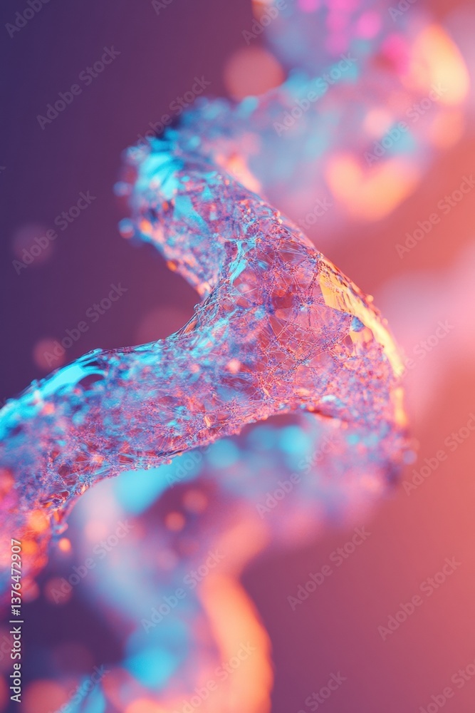 Aufkleber Quantum Neural Networks Iridescent Digital Visualization of AI Computational Structures with Cyberpunk-Inspired Macro Abstraction for Futuristic Tech Marketing