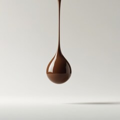 Fototapeta premium Dynamic Pouring Melted Chocolate Stream with Glossy Drip on White Background