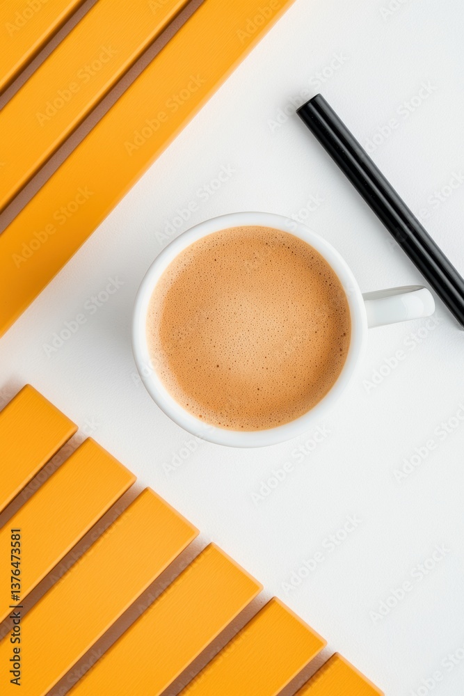 Poster Minimalist Productivity Palette Dynamic Workspace Geometry with Espresso and Design - Modern Creative Professionals Inspirational Workflow Visualization