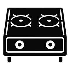 Modern Gas Stove Vector Illustration – Sleek Stainless Steel Body with Black Glass Top, Four Burners, Knob Controls, and Blue Flame Effect